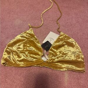Urban Renewal Velvet Triangle Bralette - Gold